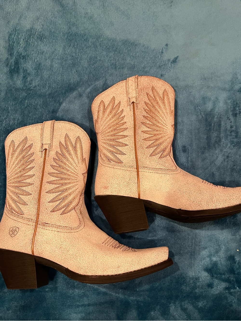 Ariat Women's Western Ankle Boots in Light cream color - Stylish Cowboy Boots